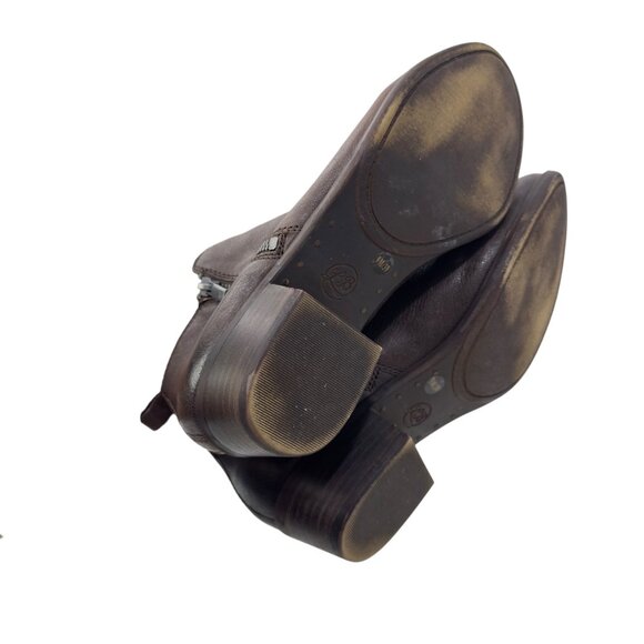 Lucky Brand Women Brown Leather Ankle Booties Size 9M Side Zipper Block Heels - Picture 4 of 16